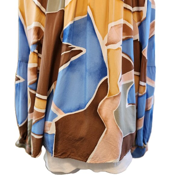 ❤️ 4/$20 Perch Blu Pepper Do It All top Women's 2XL Abstract peasant Keyhole tie - Picture 12 of 16